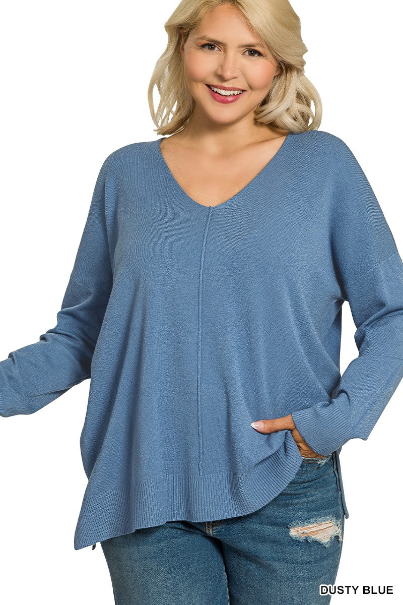 Stephanie Sweater - Dusty Blue (Plus)